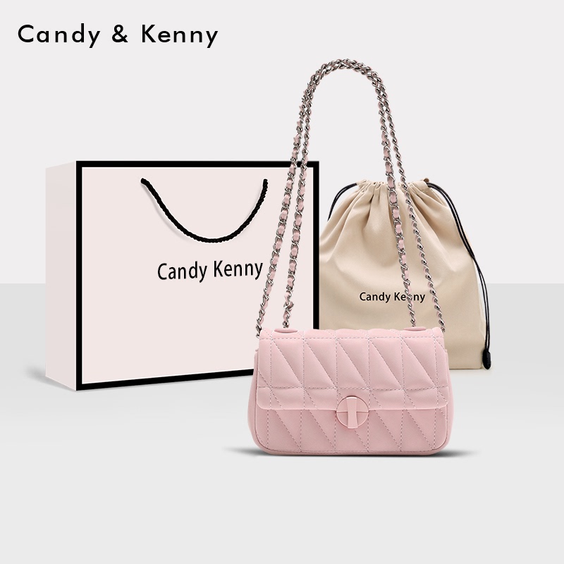 Official Website Small C&K Pink Bag Women's Birthday Gift 2025 New Quilted Chain Shoulder Bag Versatile Crossbody Bag
