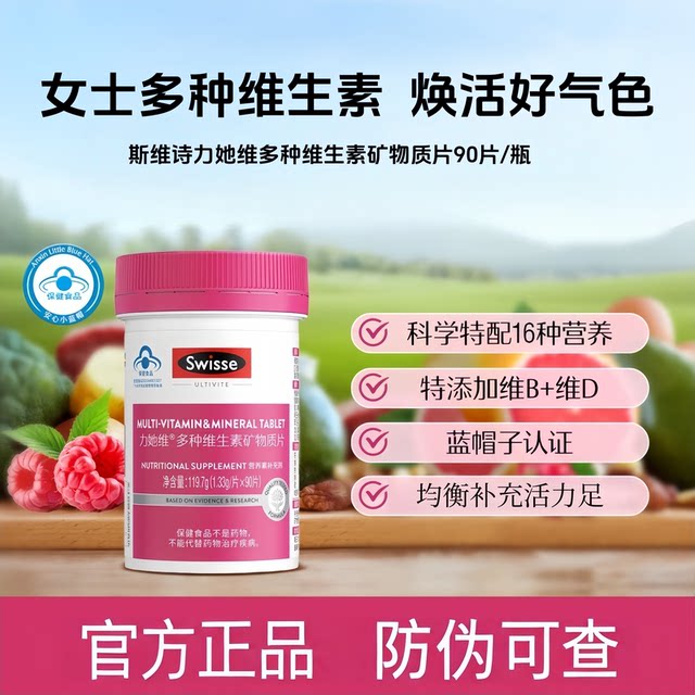 Swisse Women's Multivitamin Supplement Contains Multiple Vitamins, Minerals, Niacinamide, and Folic Acid