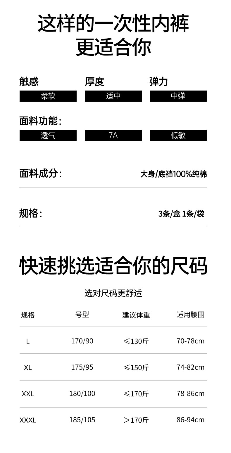 嫚熙一次性内裤男士平角四角纯棉灭菌短裤旅行免洗日抛 — 22