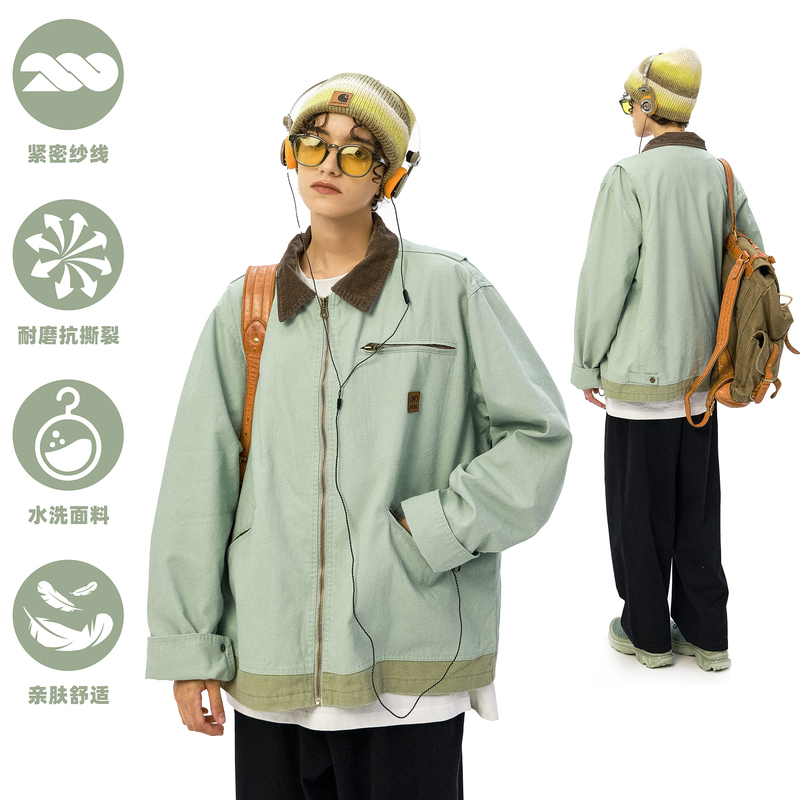 Kxlfchn Retro Detroit Jacket for Men and Women, Spring, Autumn, and Winter Cotton Padded Thickened Workwear Coat