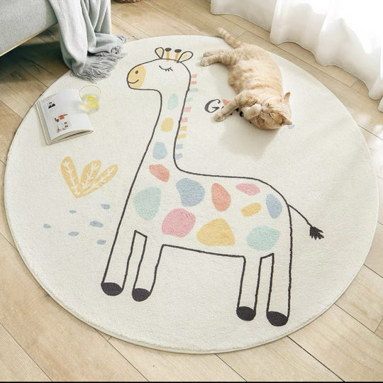 Children's Room Carpet, Boy's Bedroom, Odorless Bedside Rug, Living Room, Washable, Kindergarten Reading Area, Cartoon Round Mat