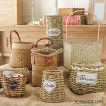 Hand-held flower basket fresh bouquet decoration hand-woven rattan and bamboo flower basket flower arrangement flower girl wedding hand-held basket for floral art