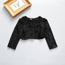 Specially issued for Xinjiang and Tibet new girls lace shawl shoulder layer long-sleeved thin section sun protection foreign trade autumn wear childrens clothing