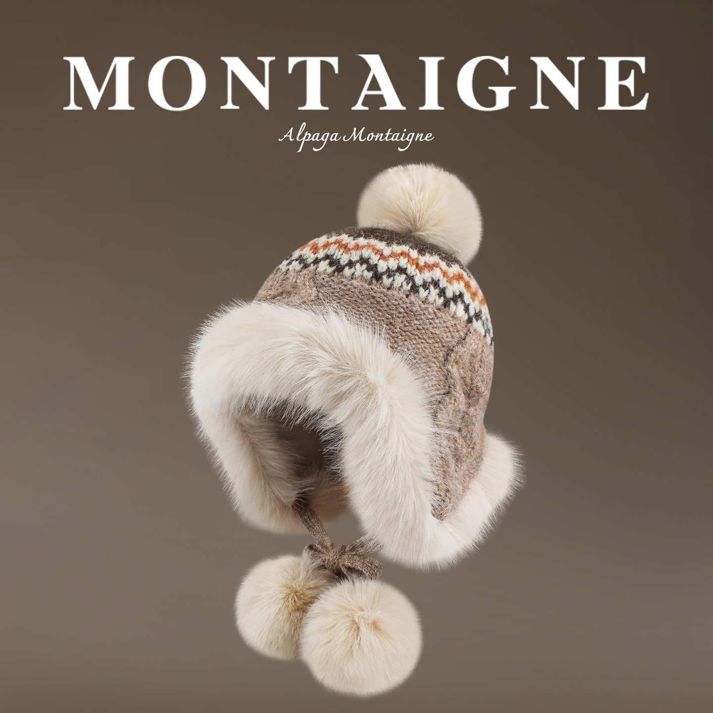 法國Montaigne/蒙田加厚加絨帽子女費爾島雷鋒帽保暖護耳冬毛絨帽