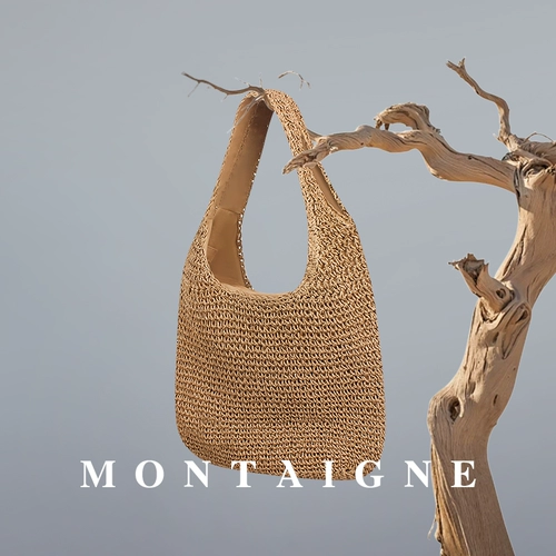 Соломенная вместительная и большая сумка на одно плечо