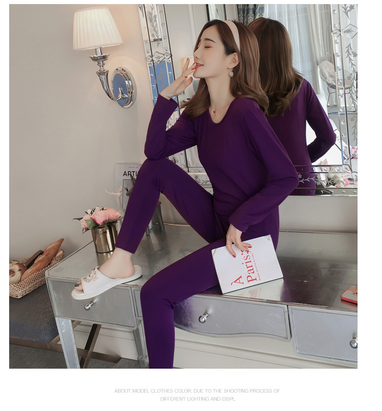 Đồ lót nữ dày cộng với quần áo nhung mùa thu, quần mùa thu, mặc một bộ đồ, bó sát cơ thể, chạm đáy, mùa thu và mùa đông phương thức những kiểu đồ bộ may đẹp