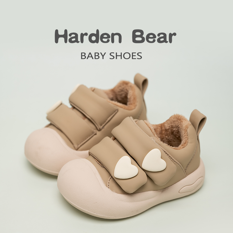 Harden Bear/ новинка зимы; хлопковая обувь для маленьких девочек и детей; весенняя однотонная обувь на нескользящей мягкой подошве для малышей