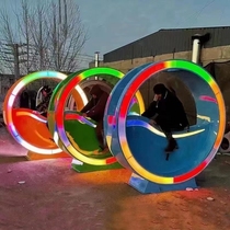 Outdoor interactive pedal power generation unpowered bicycle fountain riding luminous power generation bicycle fountain equipment