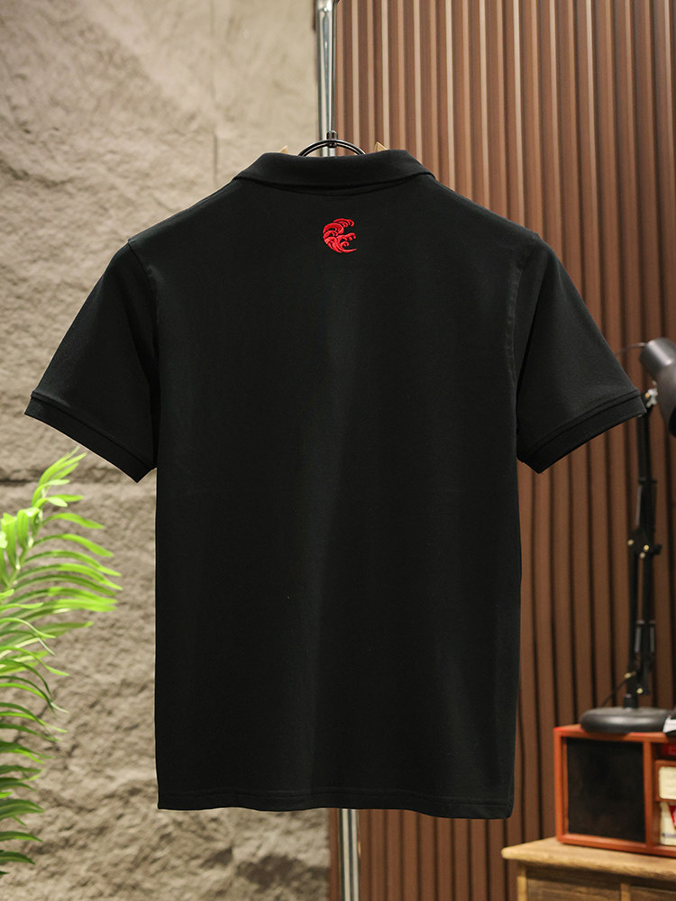 2024 SUMMER JAPANESE KOI EMBROIDERY SHORT SLEEVE POLO SHIRT T-SHIRT MENS COTTON LOOSE PIQUE COTTON TREND TOP