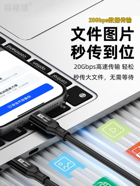 Thunderbolt 4 Dual Type-C Data Cable Full-Featured 20Gbps Transmission Cable 8K Screen Projection Usb3.2 Male-To-Male Otg Thunderbolt 3/4 Computer Mobile Hard Drive Pd100W Fast Charging iPhone 15 /16