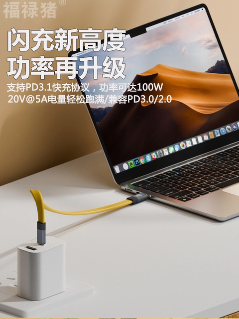 Fulu Pig Thunderbolt 5 Data Cable 80/120Gbps Full-Featured Dual-Head Type-C Video Cable Pd240W Fast Charging Laptop to Graphics Card Docking Station Monitor Usb-C One-Line Connection