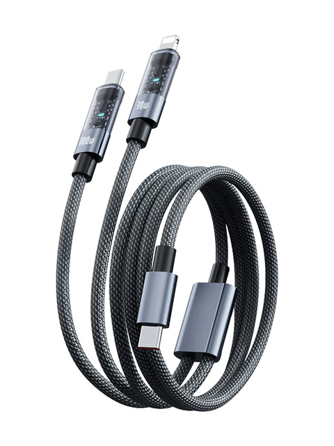 Suitable for Apple 16 Huawei vivo iPhone 15 transparent typec and Apple C port Typec data cable two-in-one double-ended pd30w charging cable tpyec super one-to-two 100W fast charging