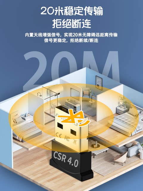 Lenovo Bluetooth Adapter Desktop Computer USB Module 4.0 Driver-Free Laptop Host External Wireless Headset Mouse Keyboard 4.0 External Transmitter and Receiver Suitable for Ps4 Controller