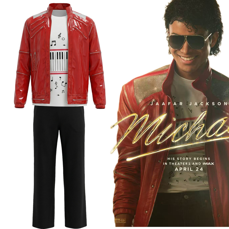 Michael Jackson Superstar's Same Performance Costume Stage Cosplay Outfit Red Jacket