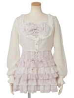 Lizlisa26 new floral suspender knitted suit Ji floral suspender + cardigan