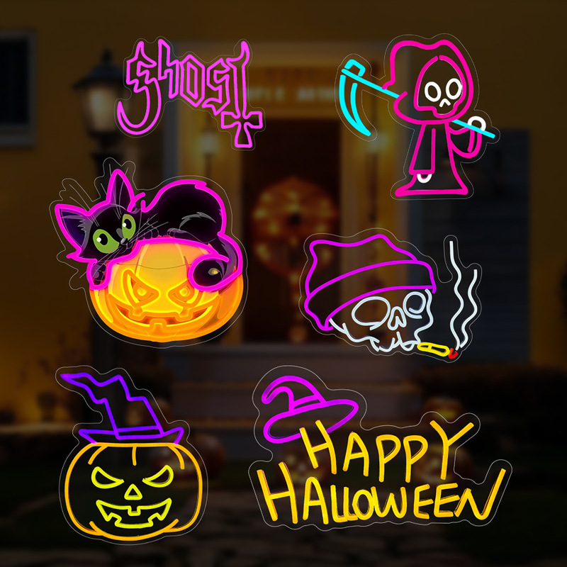 Halloween Horror Pumpkin Ghost Glowing Led Light Signs Bar Ktv Coffee Shop Decoration Advertising Lights Party Supplies Halloween Horror Pumpkin Ghost Glowing Led Light Signs Bar Ktv Coffee Shop Decoration Advertising Lights Party Supplies