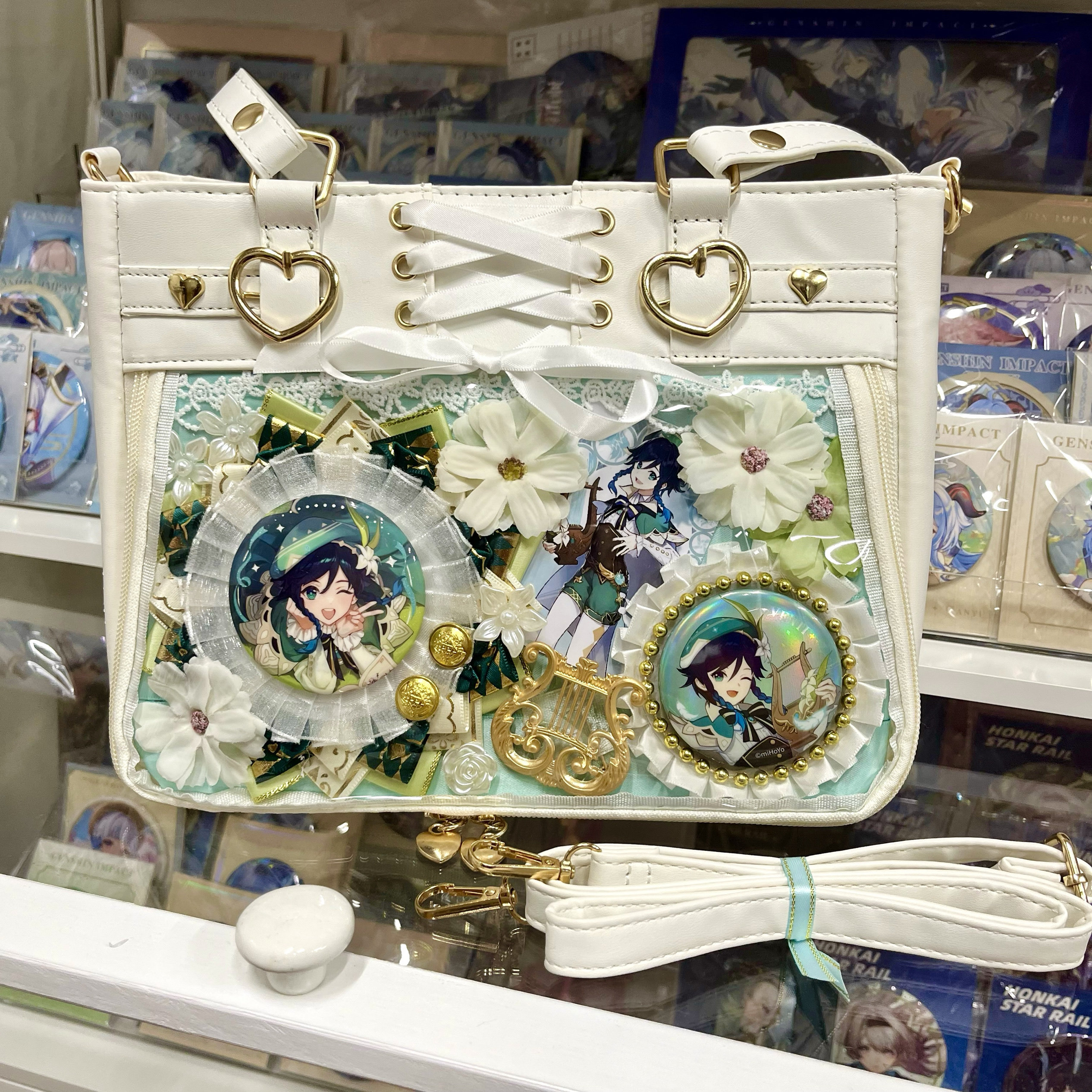Two-Dimensional Genshin Impact Venti Finished Product Pain Bag Crossbody Bag Pain Board Badge Holder Girl Strap Shoulder Bag