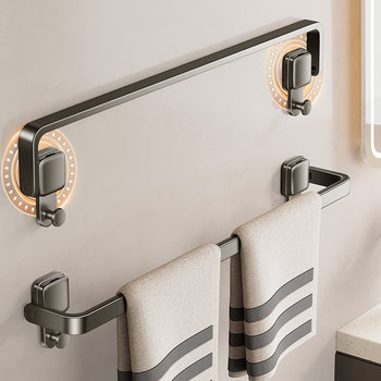Suction Cup Towel Rack Bathroom No-Drill Folding Towel Bar Storage Rack Bathroom Towel Storage Hanger