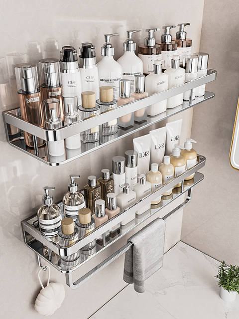 304 Stainless Steel Bathroom Storage Rack, No-Drill Wall-Mounted Washbasin Shelf for Toilet and Bathroom Organization