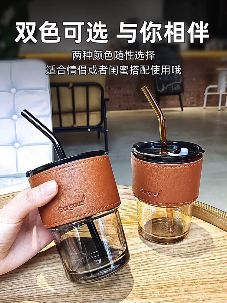 Tea cup, coffee straw, high quality glass with glass