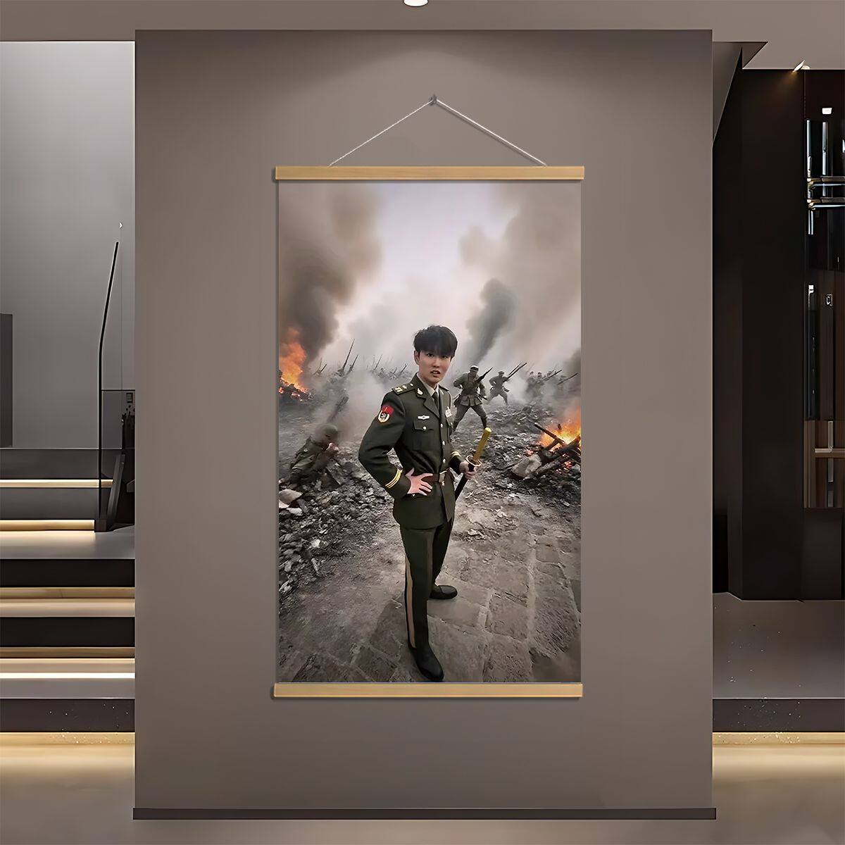 武将少宇の中学校入学試験合格：寝室、寮、リビングルーム向けの縦型油絵キャンバス壁掛け絵画