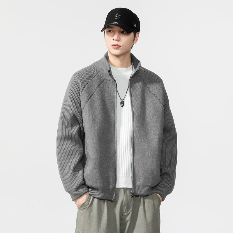 American-Style Trendy Knitted Stand-Up Collar 90% White Duck down Jacket for Men, Winter Warm, Loose, Casual, Versatile Sweater Coat