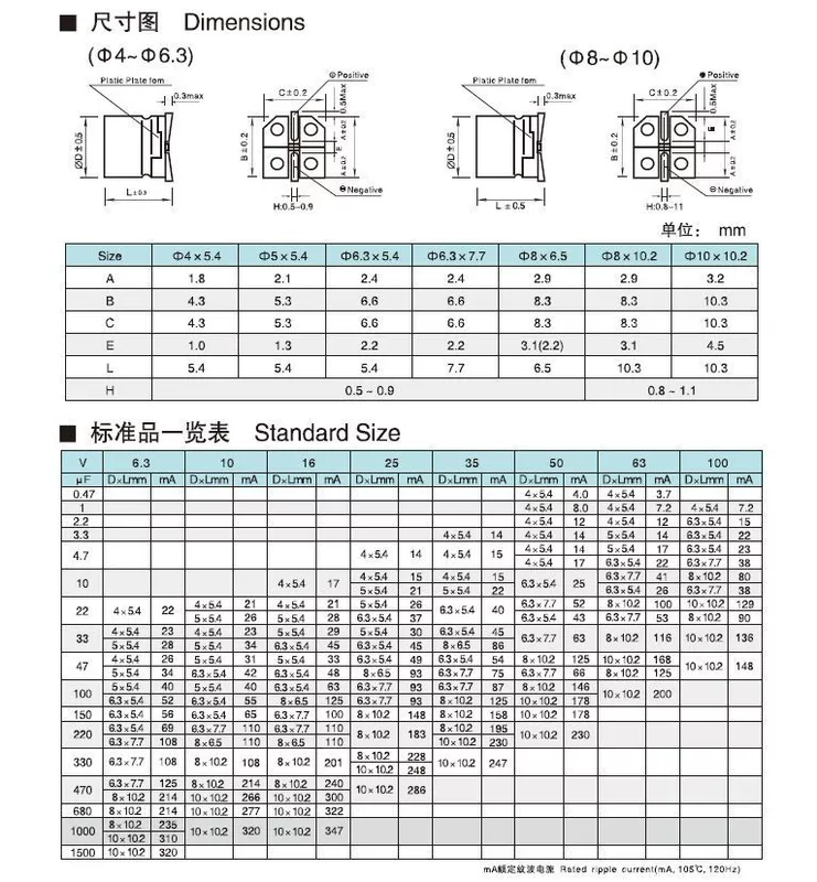 Tụ Điện Điện Phân Nhôm 50V SMD 1/2.2/3.3/4.7/10/22/33/47/150/330UF VT SMD