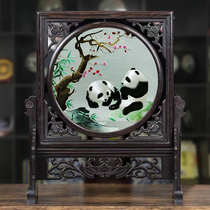 Shu embroidery double-sided panda hand embroidery housewarming opening office ornaments Chinese style special gifts for foreigners abroad