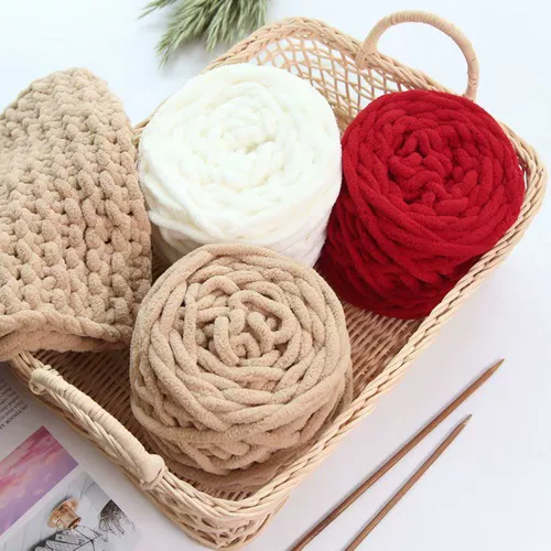 冰条线手工编织围巾粗线手织送男友diy钩鞋帽子材料包围巾神器