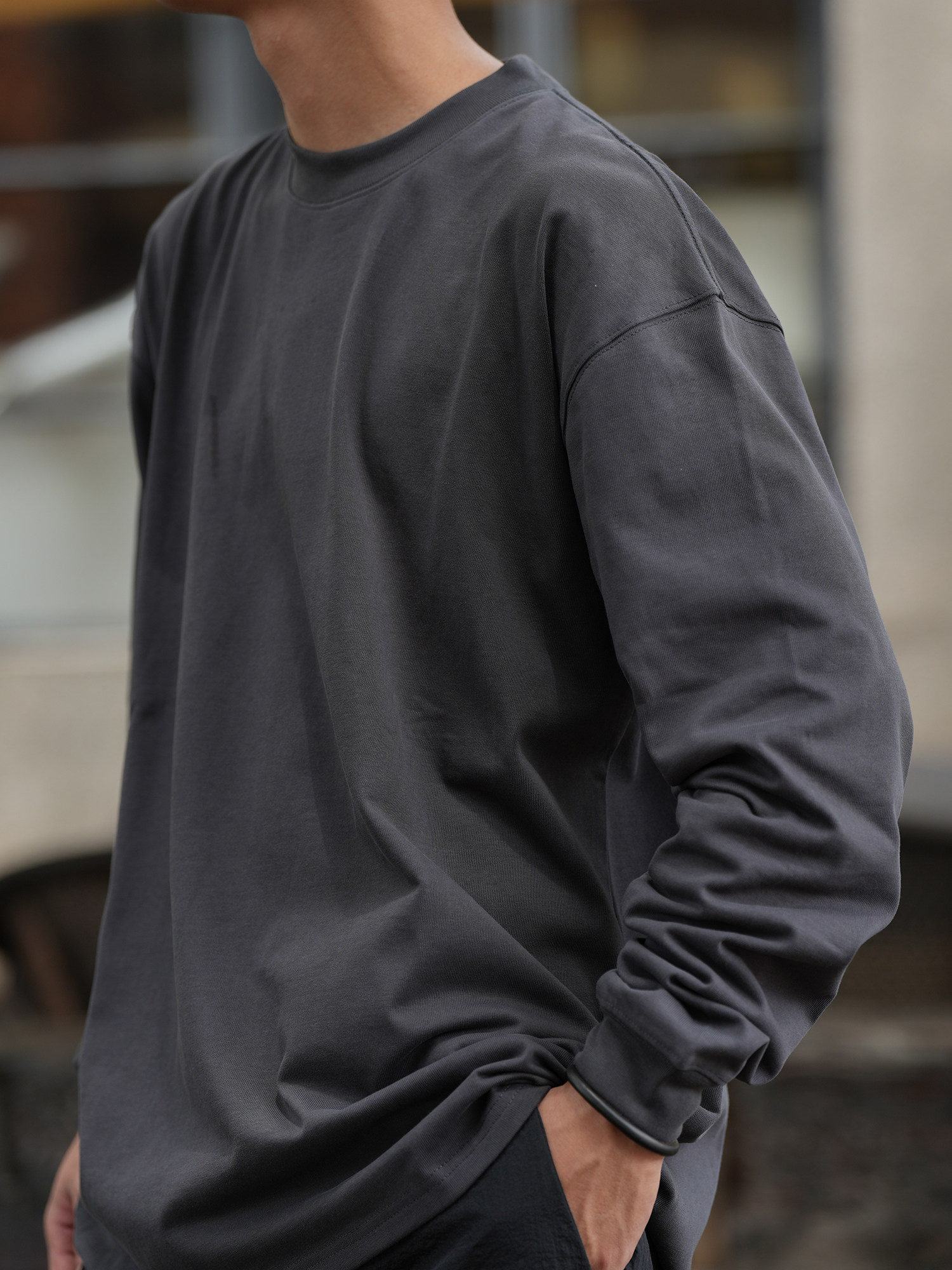 Procano23AW Day Ensemble Loose Casual Round Collar Pure color 100 lap weight long sleeve male and female acroswear T-shirt tide 300G-Taobao