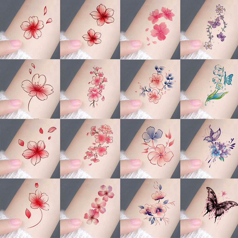20 Colorful Butterfly Tattoo Stickers Waterproof for Women, Long-Lasting, High-End, Sexy, Collarbone, Arm, Scar Cover, Red Pattern