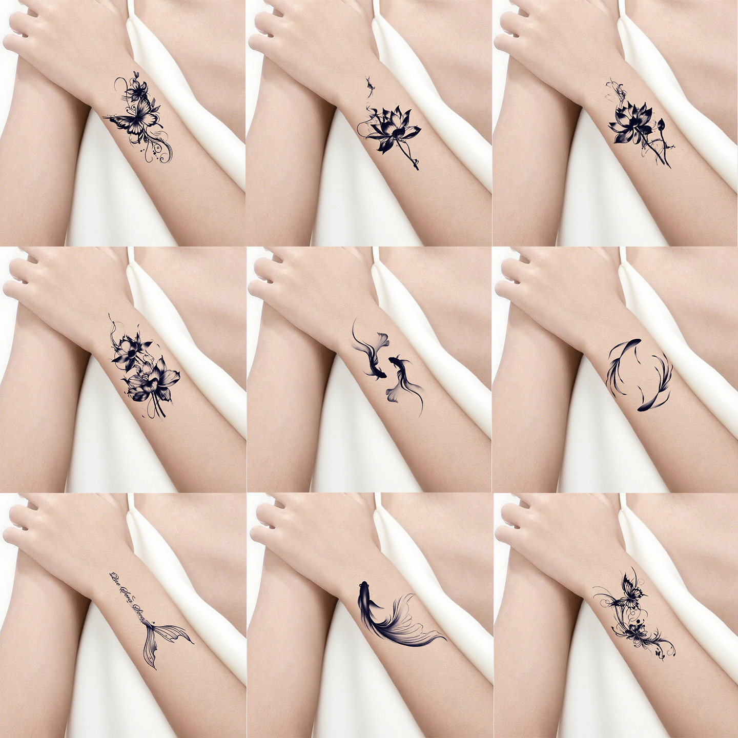 15张草本纹身贴男女防水持久仿真刺青不反光脚腕手臂遮盖疤图案评价- 淘宝网, image size:1440x1440