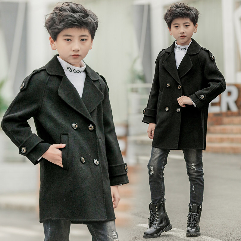 (Broken Yard clear cabin) Children's wool What about the bifacial suede boy's wool jacket CUHK Fairy Dress Foreign Style Windbreaker