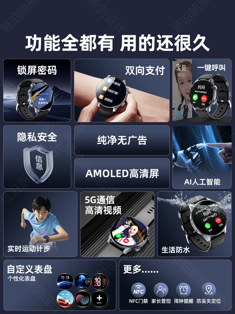 [Parents' Choice] Student Phone Watch for Middle School Students, Special for High School Teenagers and Children, Gps Tracking Smart Watch, Can Only Make and Receive Calls, No Games, Long Battery Life, Official Flagship Store Genuine Product