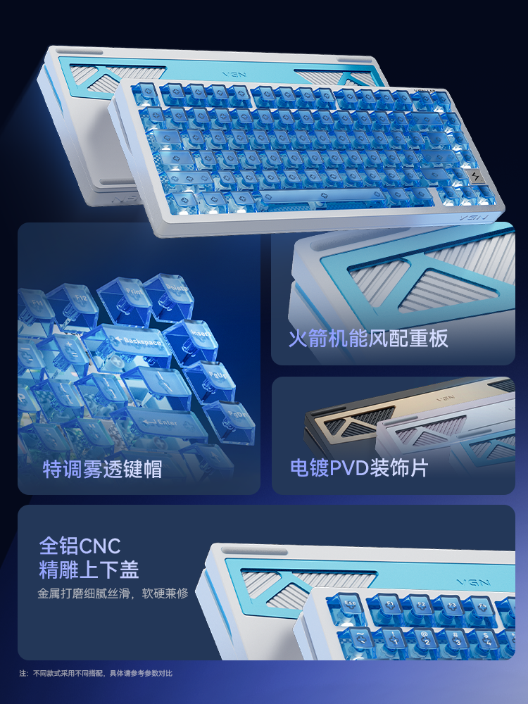 Vgn Flash Electromagnetic Axis Keyboard 75 Gaming Customized Gasket Aluminum Hot-Swappable Fearless Contract Gaming Rt