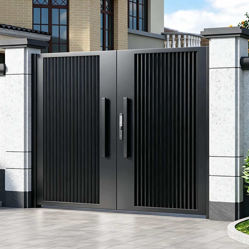 Aluminum Alloy Courtyard Gate, Villa Garden Entrance Door, Outdoor Wrought Iron Courtyard Door, Small Yard Door, Electric Double Door Aluminum Alloy Courtyard Gate, Villa Garden Entrance Door, Outdoor Wrought Iron Courtyard Door, Small Yard Door, Electric Double Door