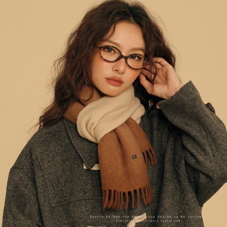 American Retro Gradient Color Melard Style Scarf for Women, Winter Wool Thickened Warm and Cold-Proof Student Neck Warmer