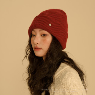 Retro Ankora Red Hat for Women, Winter New Year Knitted Woolen Hat, Student Warm Ear Protection Woolen Cap