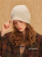 100% Pure Wool Retro Beanie Hat for Women, Autumn and Winter Beige Versatile Knitted Ear-Protecting Wool Hat, Cold Weather Hat