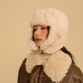 Retro Furry Ear-Protecting Lei Feng Hat for Women, Winter Fleece-Lined, Thickened, Windproof, Cold-Resistant, Suitable for Cycling, Northeast Travel, Skiing, and Flying