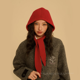 New Year Little Red Riding Hood Women's Winter Pure Wool Knitted Hat Vintage Balaclava Hat Warm Headwrap Knitted Hat