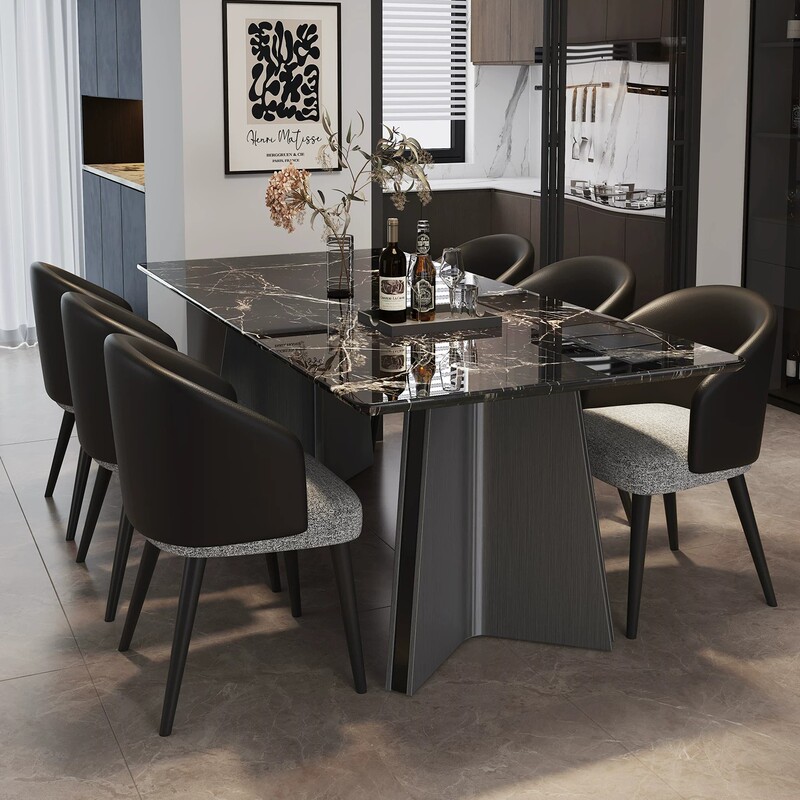 Marble Dining Table 2026 New Model Light Luxury Modern Minimalist Home Use Small Apartment Rectangular Dining Table with a High-End Feel
