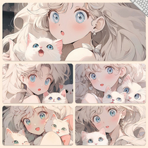 Beautiful Girl Mouse Pad Girls Oversized Cartoon Pattern Soft Pad Office Entertainment Keyboard Pad Anti-Slip Soft Pad