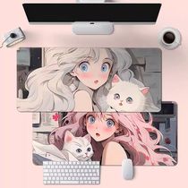 Beautiful Girl Mouse Pad Girls Oversized Desk Pad Laptop Keyboard Pad Cartoon Non-Slip Soft Pad