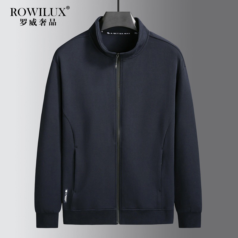 Brand Sports Pure Cotton Large Size Stand-Up Collar Jacket Men's Outerwear 2026 New Style Plus-Size Outdoor Stretch Breathable Sweatshirt