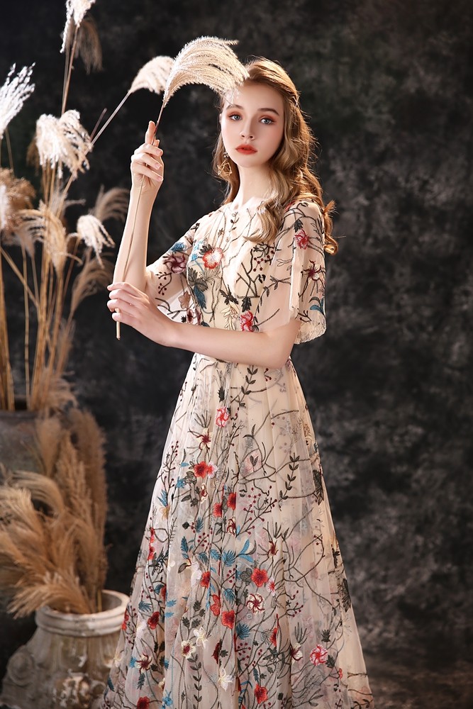 Изоляция для проводов floral embroidery evening dresses  long dress colorful tulle