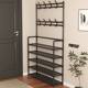 Shoe rack, clothes hanger integrated, simple rental house door, home multi-layer clothes hanger storage floor-standing clothes hanger shoe rack