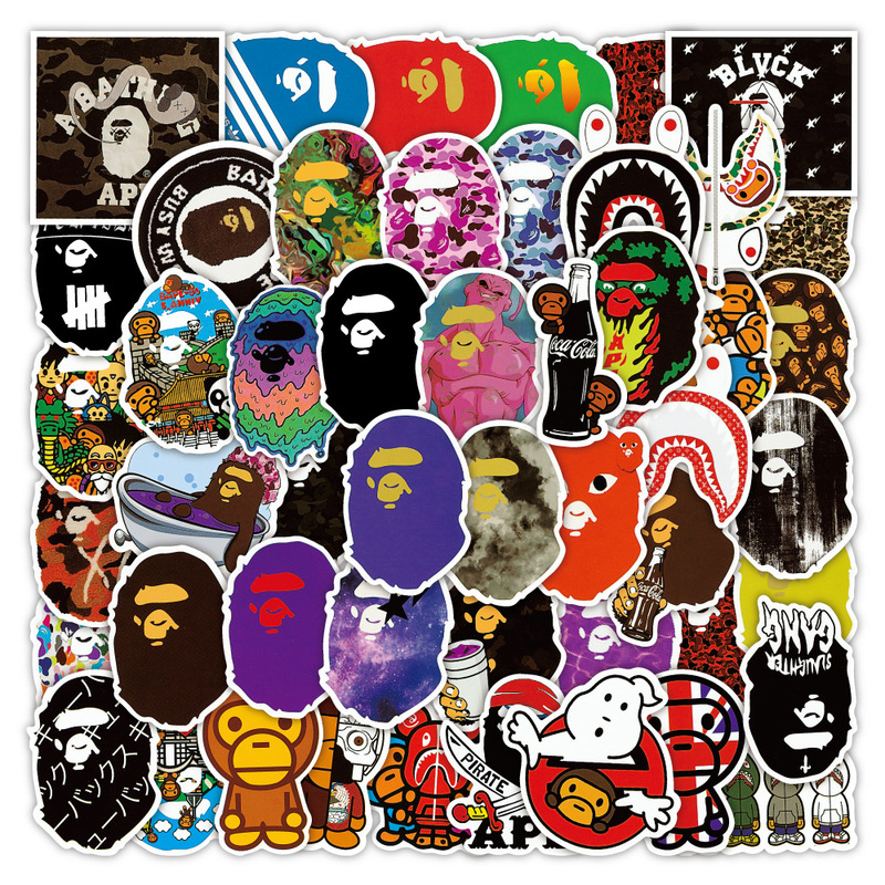 50 Japanese-Style Trendy Bape Ape Head Monkey Phone Stickers, Personalized Luggage, Guitar, Scooter Stickers 50 Japanese-Style Trendy Bape Ape Head Monkey Phone Stickers, Personalized Luggage, Guitar, Scooter Stickers