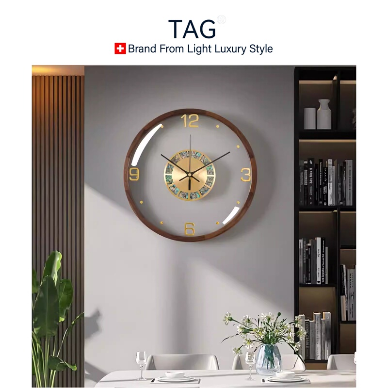 Taghr Swiss Light Luxury Style Wall Clock New Creative Silent Simple High-End Living Room Clock Light Luxury Clock