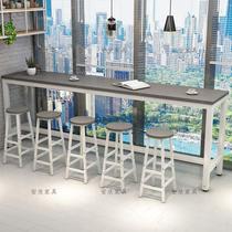 Wall bar table high table simple home living room balcony small bar long table milk tea shop table and chair combination